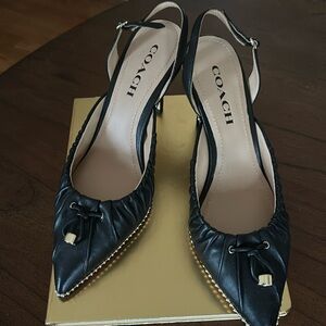 Coach black sling-back heels